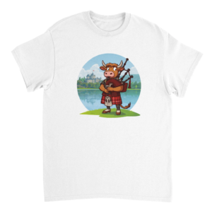 Scottish Highland Cow Bagpiper T-Shirt